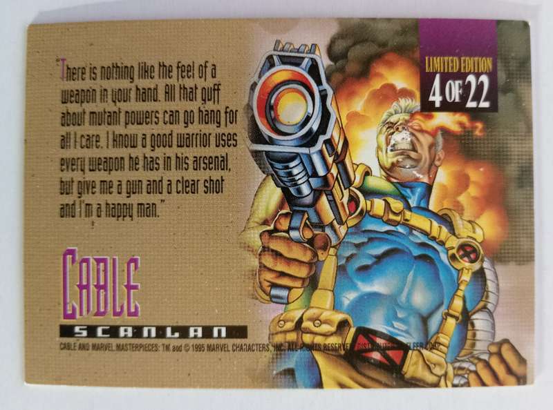 CABLE - MARVEL MASTERPIECES 1995 - RARE CANVAS TRADING CARD 4 of 22