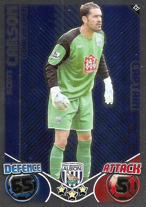 SCOTT CARSON - TOPPS `MATCH ATTAX`EXTRA  2011 - FOIL `CAPTAIN` TRADING CARD C17