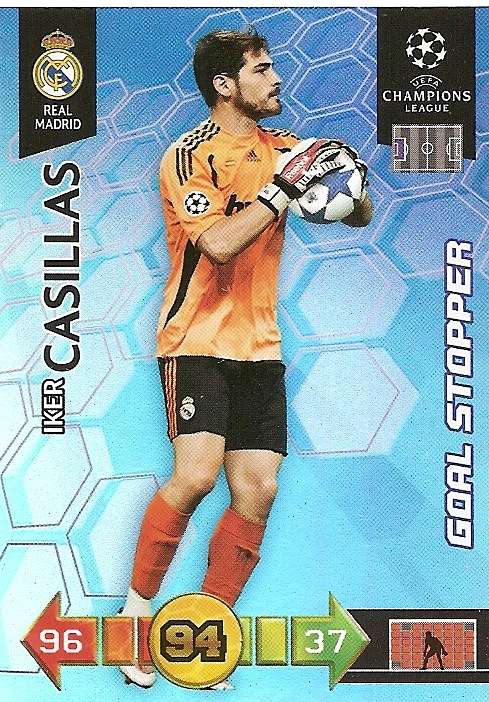 IKER CASILLAS - PANINI `CHAMPIONS LEAGUE` 2010/2011 - FOIL `GOAL STOPPER` TRADING CARD