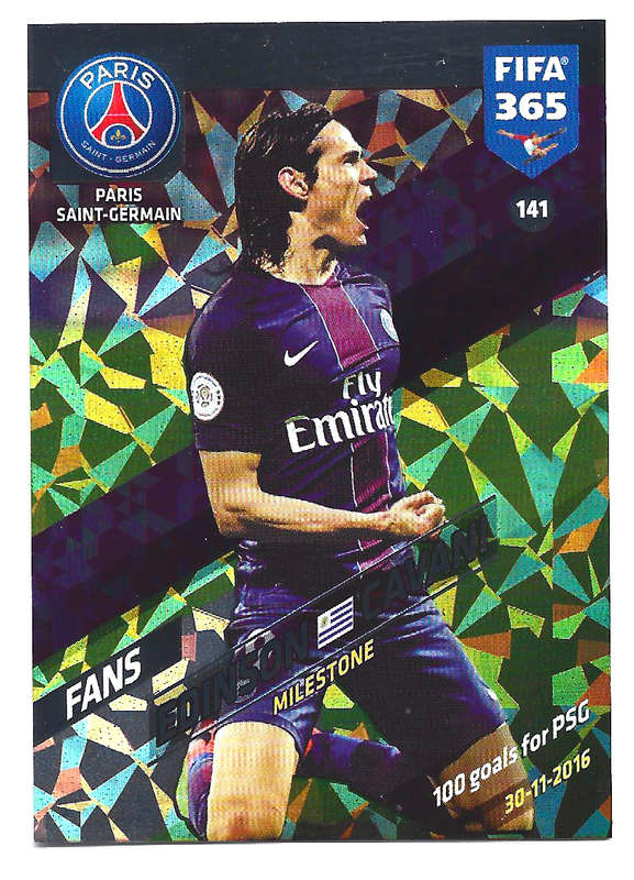 EDINSON CAVANI - PANINI `FIFA 365 2018` COLLECTION - FOIL `FANS FAVOURITE` TRADING CARD 141