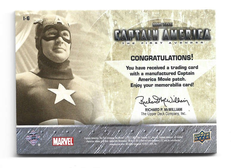CAPTAIN AMERICA - UPPER DECK CAPTAIN AMERICA the MOVIE 2011 - VERY RARE "SHIELD PATCH" TRADING CARD