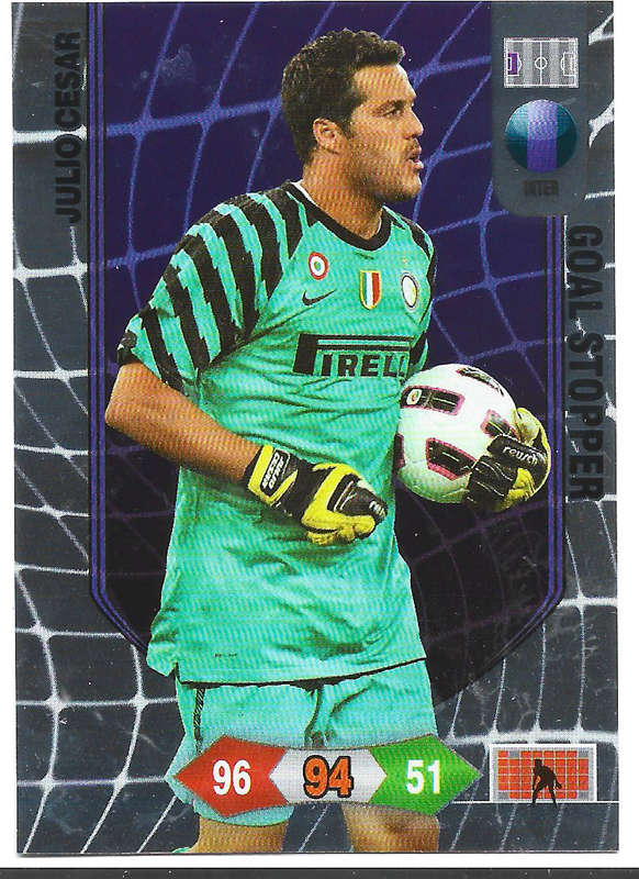 JULIO CESAR - PANINI CALCIATORI "SERIE A" 2010/2011 - FOIL  "GOAL STOPPER" TRADING CARD