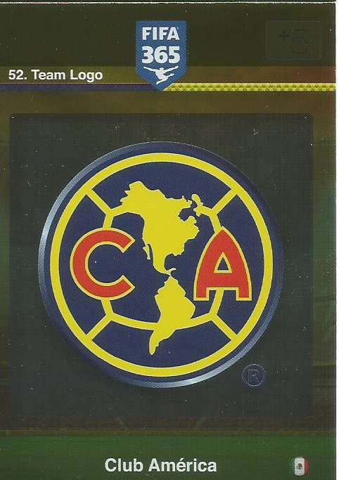 CLUB AMERICA - PANINI "FIFA 365" 2016 COLLECTION - FOIL "CLUB BADGE" TRADING CARD 52
