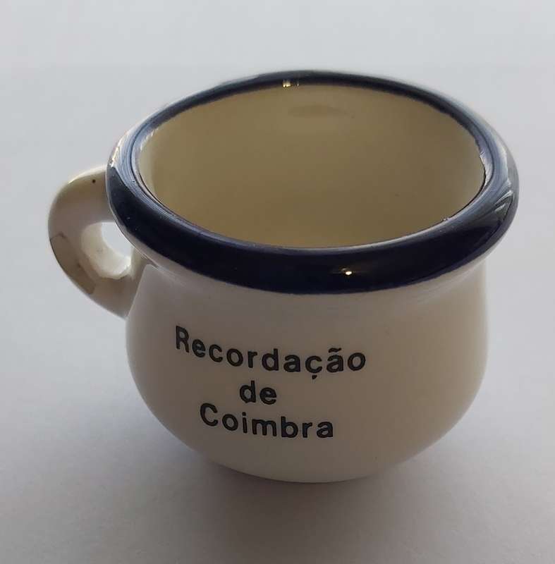 SOUVENIR of PORTUGAL  "COIMBRA" - MINIATURE SOUP MUG 65mm Dia. x 40mm Tall - Ex Condition