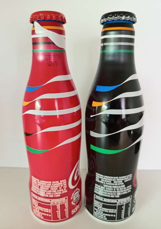 COCA COLA OLYMPICS PARTNERS Set of 2 ALLUMINIUM BOTTLES SEALED
