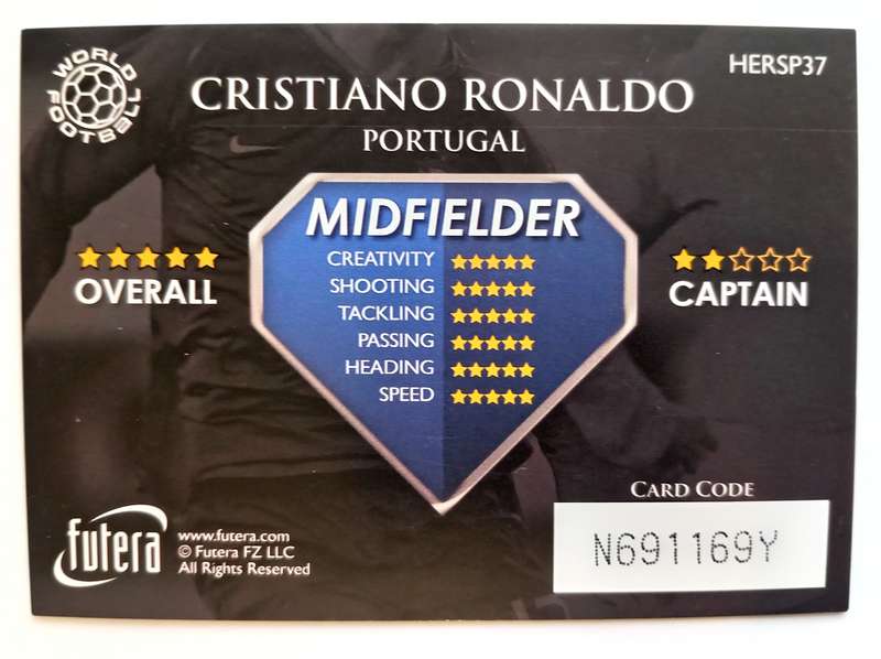 CRISTIANO RONALDO - FUTERA WORLD FOOTBALL 2009 - `PROMO` GOLD `HEROES` TRADING CARD