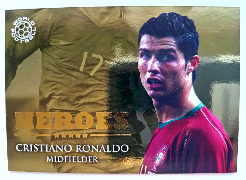 CRISTIANO RONALDO - FUTERA WORLD FOOTBALL 2009 - `PROMO` GOLD `HEROES` TRADING CARD