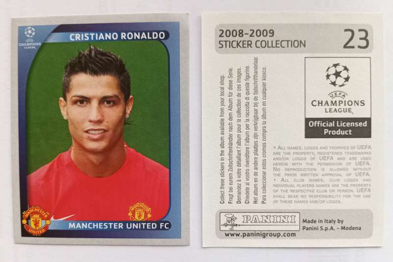 CRISTIANO RONALDO - PANINI CHAMP. LEAGUE 2008/09 STICKER COLLECTION - RARE STICKER 23