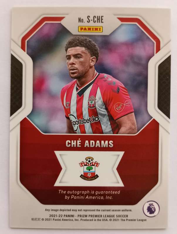 CHE ADAMS (Southampton)- PANINI PREMIER LEAGUE PRIZM SIGNATURES 2021 - AUTOGRAPH TRADING CARD