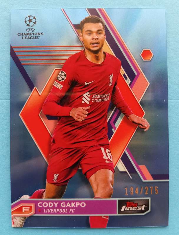 CODY GAKPO (Liverpool) - TOPPS FINEST CHAMPIONS LEAGUE 2023 - CHROME TRADING CARD 194 of 275