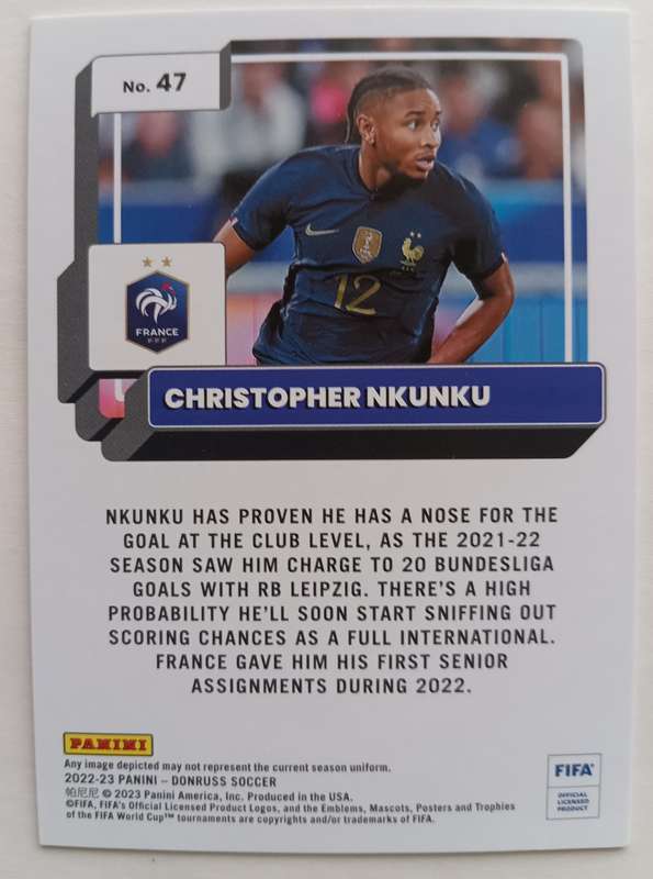 CHRISTOPHER NKUNKU (France) - PANINI DONRUSS FIFA SOCCER 2023 - RED CHROME CARD 72 of 99
