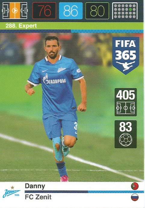 DANNY - PANINI "FIFA 365" 2016 COLLECTION - FOIL "EXPERT" TRADING CARD 288