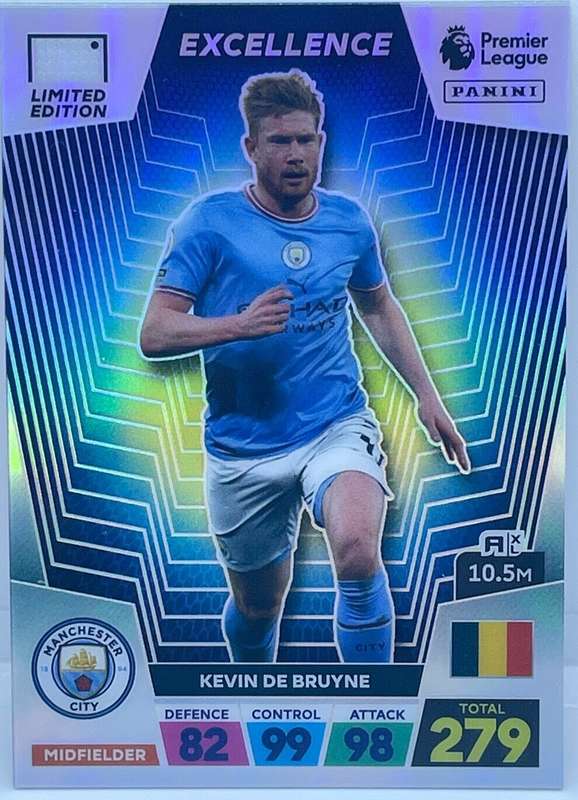 KEVIN DE BRUYNE - PANINI Eng. Premier League 2022/2023 - RARE `EXCELLENCE` TRADING CARD