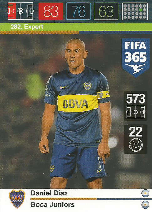 DANIEL DIAZ - PANINI "FIFA 365" 2016 COLLECTION - FOIL "EXPERT" TRADING CARD 282