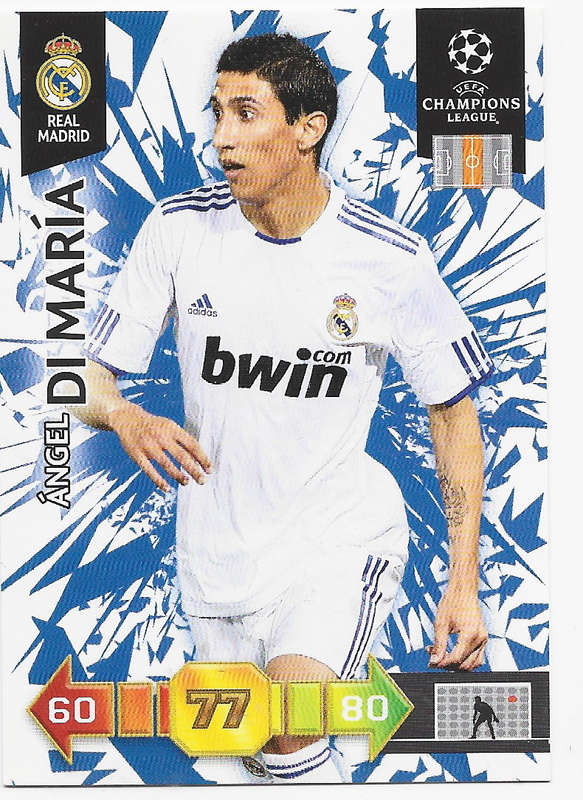 ANGEL DI MARIA (Real Madrid) - PANINI `CHAMPIONS LEAGUE` 2010/11 - `BASE` TRADING CARD