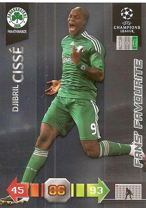 DJIBRIL CISSE- PANINI `CHAMPIONS LEAGUE` 2010/2011 - FOIL `FANS FAVOURITE` TRADING CARD