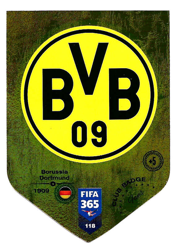 BORUSSIA DORTMUND - PANINI FIFA 365 2019 COLLECTION - DIE CUT FOIL `CLUB BADGE` TRADING CARD 118