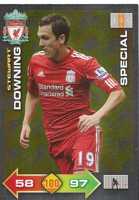 STEWART DOWNING - PANINI LIVERPOOL 2011/12 COLLECTION - RARE  GOLD  "SPECIAL" TRADING CARD 80