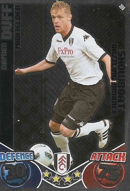 DAMIEN DUFF - TOPPS `MATCH ATTAX` 2011/2012 - FOIL `SHOWBOAT` TRADING CARD 369