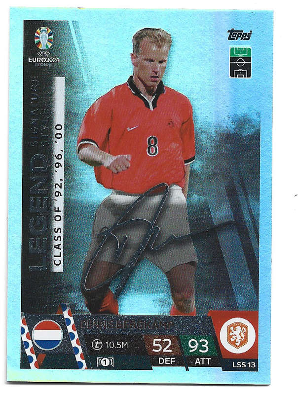 DENNIS BERGKAMP - Topps `UEFA EURO 2024` Collection - LEGEND `SIGNATURE` Trading Card LSS13