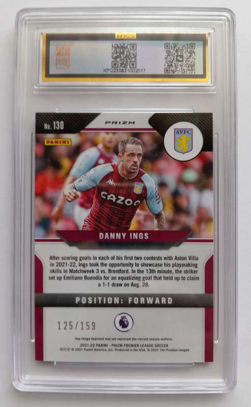 DANNY INGS (A.Villa) - PANINI PRIZM EPL 2021/22 - CERTIFIED PROOF RED MOJO Trading Card 125 of 159