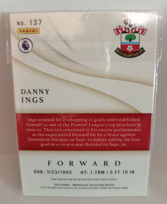 DANNY INGS (Saints) - PANINI IMMACULATE COLLECTION 2020 - RARE TRADING CARD 25 OF 99