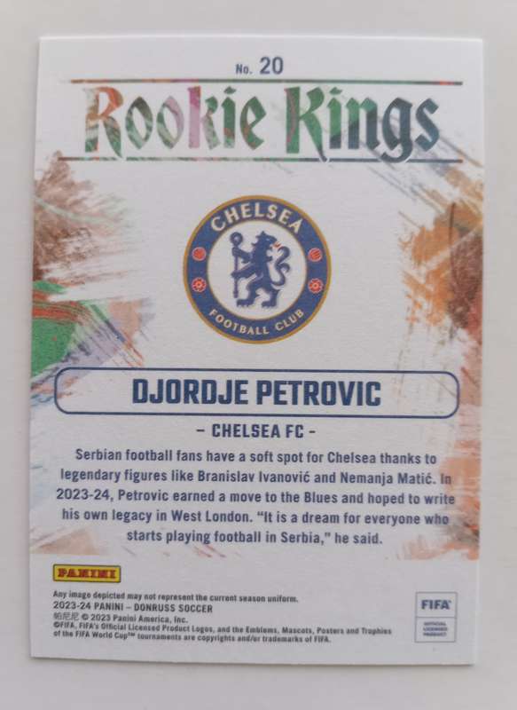 DJORDJE PETROVIC (Chelsea) - PANINI DONRUSS ROOKIE KINGS 2023/24 - BRONZE ROOKIE TRADING CARD 20