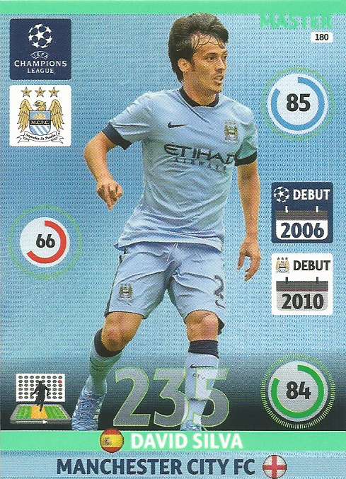 DAVID SILVA (M. City)  - PANINI  CHAMPIONS LEAGUE  2014/15 COLLECTION - "MASTER" TRADING CARD 180