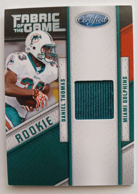 DANIEL THOMAS - PANINI NFL 2011 FABRICS of the GAME - ROOKIE MEMORABILA TRADING CARD 166 of 250