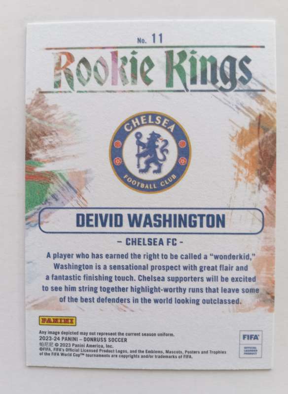 DEIVID WASHINGTON (Chelsea) - PANINI DONRUSS ROOKIE KINGS 2023/24 - BRONZE ROOKIE TRADING CARD 11