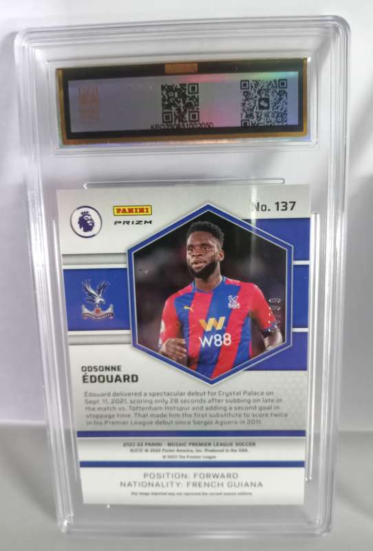 ODSONNE EDOUARD  - PANINI EPL PRIZM MOSAIC 2022 - GRADED ROOKIE BLUE PRIZM CARD 4 of 99