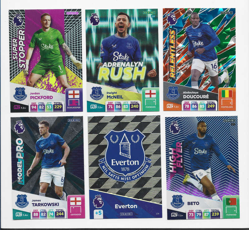 EVERTON FC  - PANINI English Premier League 2024/25 - COMPLETE TEAM SET of 23 TRADING CARDS