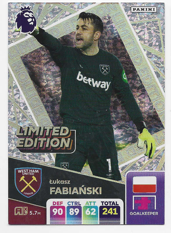 LUKASZ FABIANSKI - PANINI English Premier League 2024/25 - "LIMITED EDITION" TRADING CARD