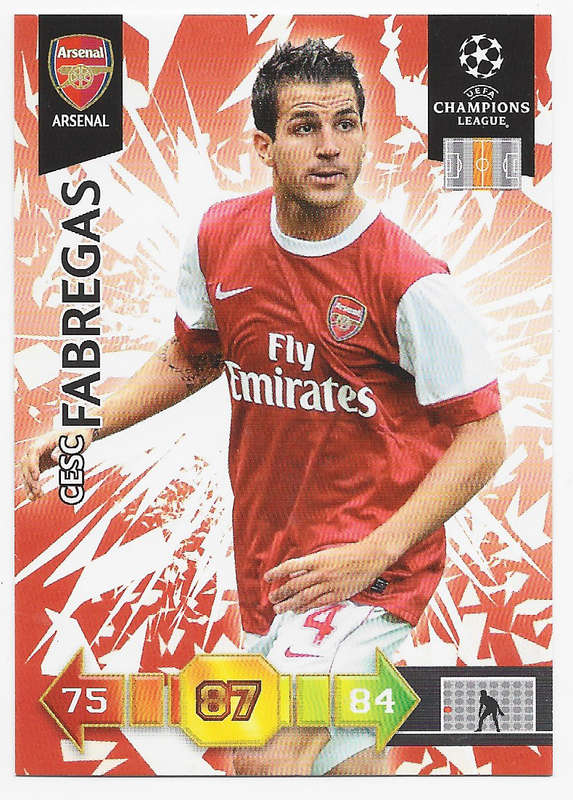 CESC FABREGAS (Arsenal) - PANINI `CHAMPIONS LEAGUE` 2010/11 - `BASE` TRADING CARD