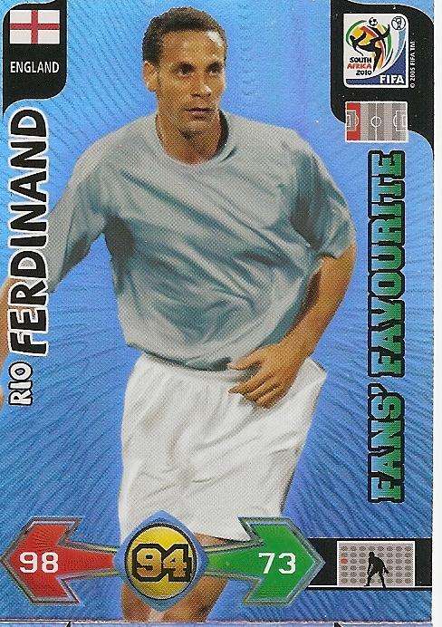 RIO FERDINAND - PANINI FIFA WORLD CUP 2010 COLLECTION - FOIL `FANS FAVOURITE` CARD