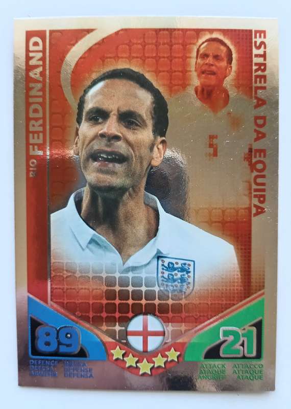RIO FERDINAND - TOPPS MATCH ATTAX `FIFA WORLD CUP 2010 - FOIL STAR PLAYER - MEXICAN EDITION