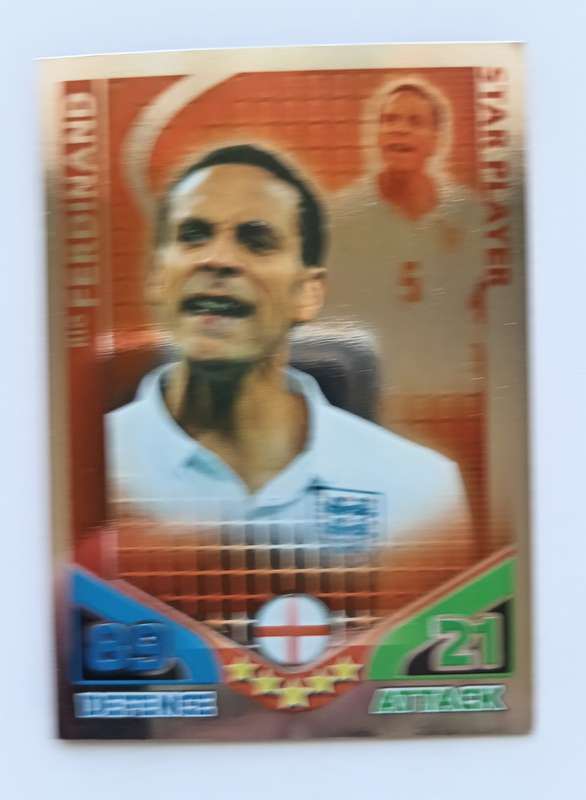 RIO FERDINAND - TOPPS MATCH ATTAX `FIFA WORLD CUP 2010 - FOIL STAR PLAYER - UK EDITION