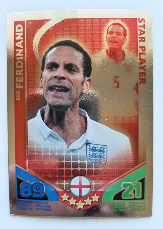 RIO FERDINAND - TOPPS MATCH ATTAX `FIFA WORLD CUP 2010 - FOIL STAR PLAYER - Int. EDITION