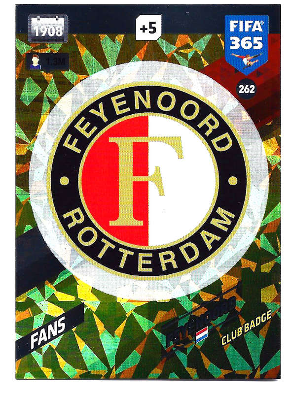FEYERNOORD - PANINI `FIFA 365 2018` COLLECTION - FOIL `CLUB BADGE` TRADING CARD 262