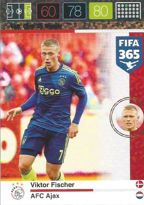 VIKTOR FISCHER - PANINI "FIFA 365" 2016 COLLECTION - FOIL "ONE to WATCH" TRADING CARD 156