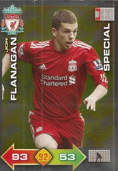 JON FLANAGAN - PANINI LIVERPOOL 2011/12 COLLECTION - RARE  GOLD  "SPECIAL" TRADING CARD 68