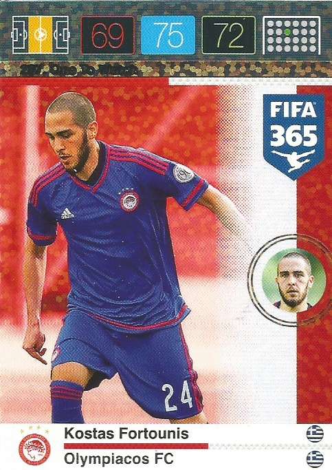 KOSTAS FORTOUNIS - PANINI "FIFA 365" 2016 COLLECTION - FOIL "ONE to WATCH" TRADING CARD 207