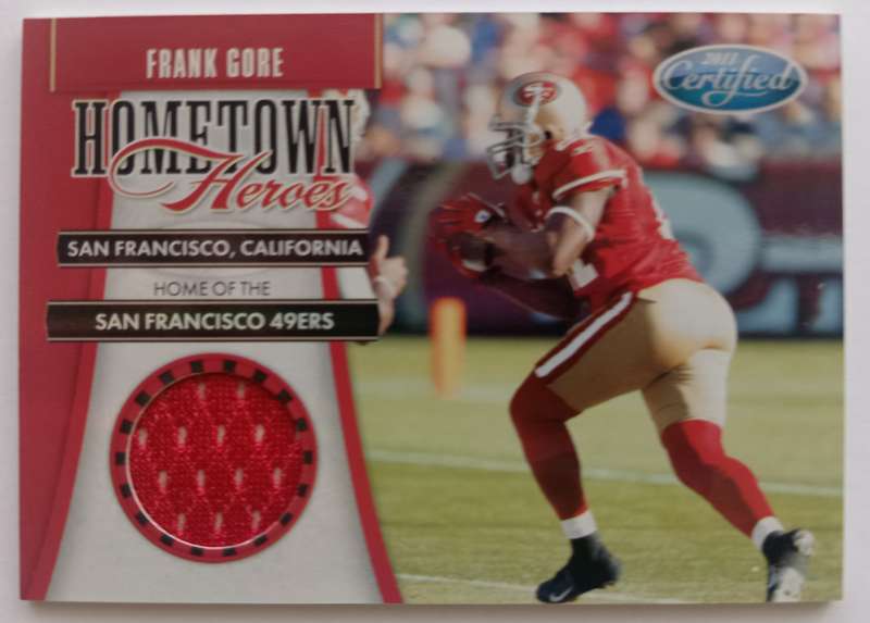 FRANK GOBE (S. Francisco) - PANINI NFL 2011 COLLECTION - RARE "USED JERSEY" TRADING CARD 30 of 250