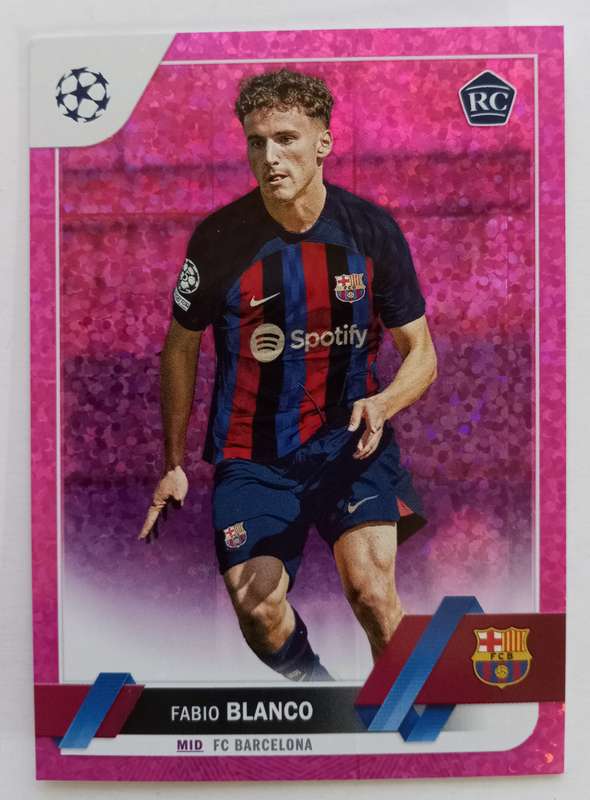 FABIO BLANCO (Barcelona) - TOPPS Champ League 2023 - ROOKIE PINK SPARKLE TRADING CARD 172
