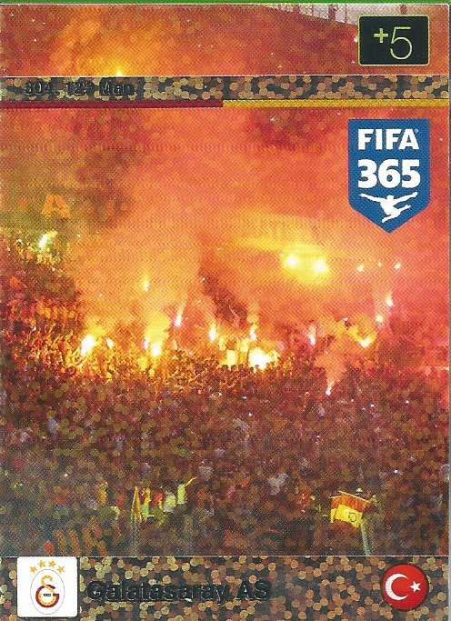 GALATASARAY AS - PANINI "FIFA 365" 2016 COLLECTION - FOIL "12th MAN" TRADING CARD 304