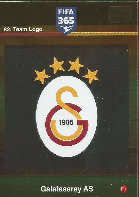 GALATASARAY AS - PANINI "FIFA 365" 2016 COLLECTION - FOIL "CLUB BADGE" TRADING CARD 82