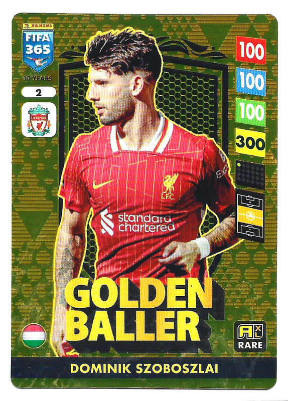 DOMINIK SZOBOSZLAI - PANINI FIFA 365 COLLECTION 2025 - RARE GOLD "GOLDEN BALLER" TRADING CARD 2