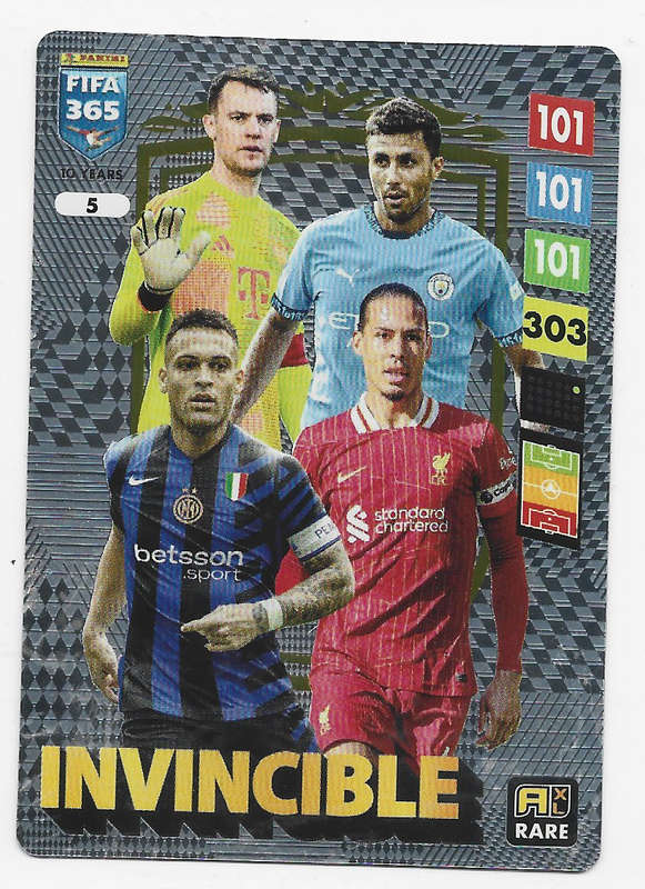 INVINCIBLE - PANINI FIFA 365 COLLECTION 2025 - RARE GOLD "GOLDEN BALLER" TRADING CARD 5