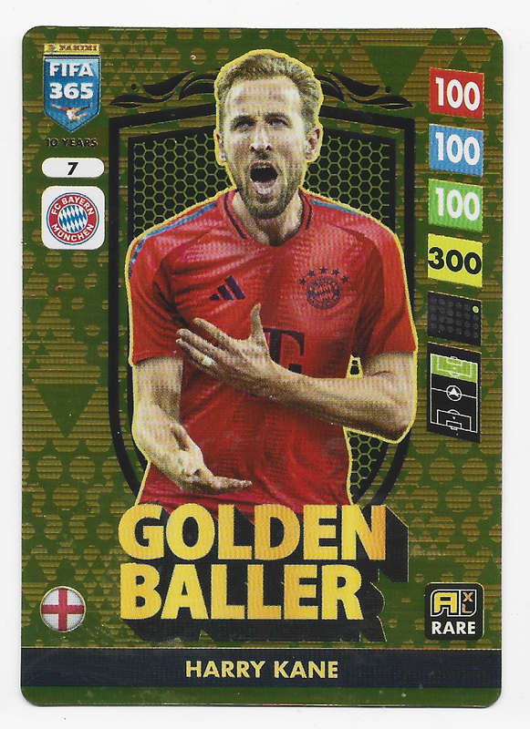 HARRY KANE - PANINI FIFA 365 COLLECTION 2025 - RARE GOLD "GOLDEN BALLER" TRADING CARD 7