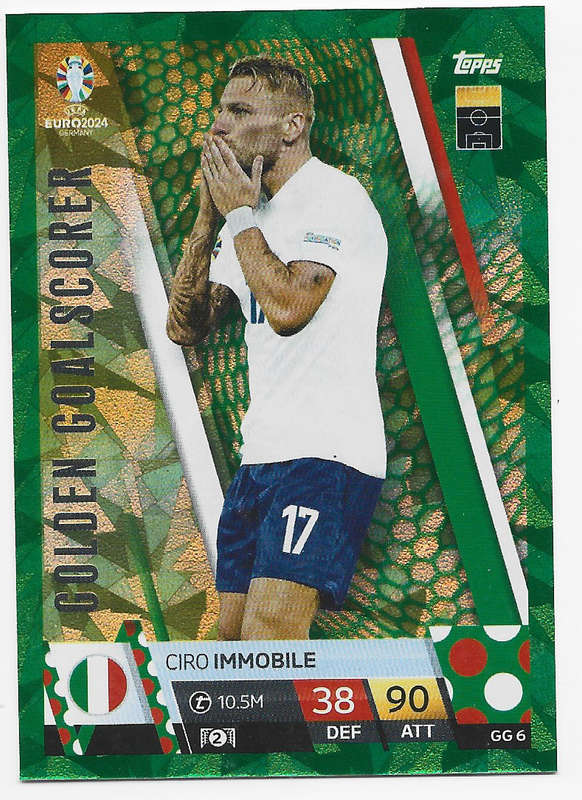 CIRO IMMOBILE - Topps `UEFA EURO 2024` Collection - EMERALD FOIL`GOLDEN GOALSCORER` Trading Card